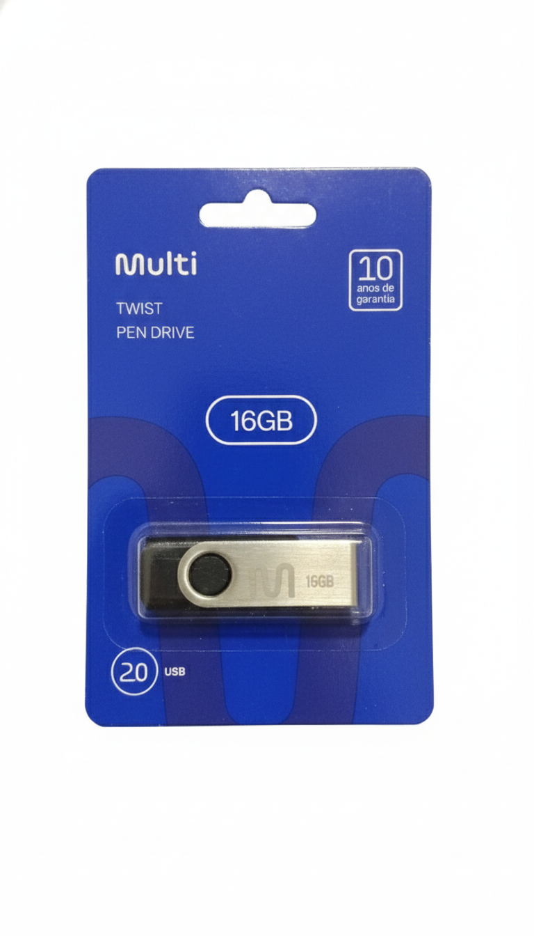 Pendrive Multi Twist 16GB USB 2.0 Design Retrátil Resistente com 10 Anos de Garantia